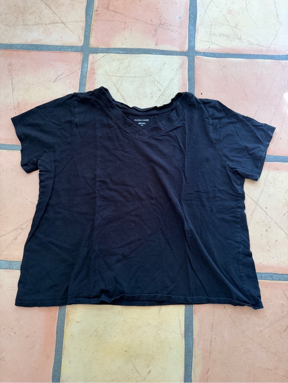 Eileen Fisher Black Short Sleeve Relaxed Tee